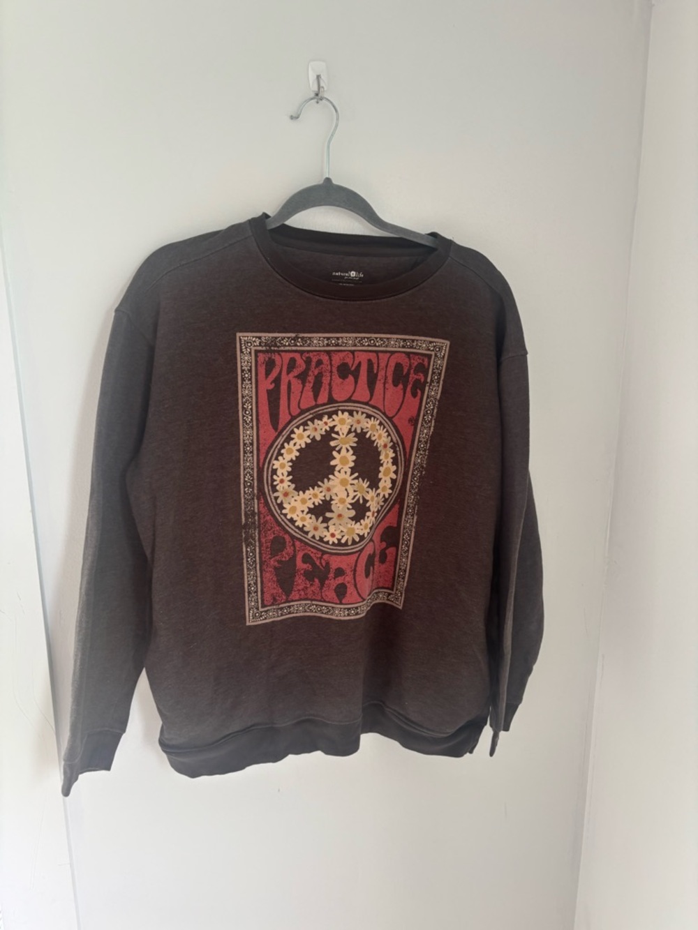 Natural Life Practice Peace Medium Daisy Circle Pullover Sweatshirt - Dark Gray - Picture 2 of 4